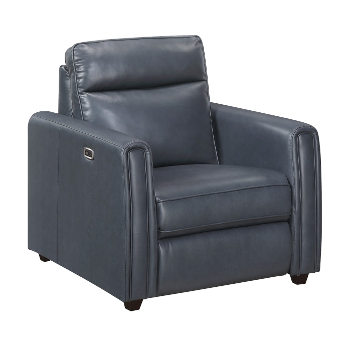 Equinox Power Reclining Chair with Rounded Track Arms (8368NVY-A1PW)