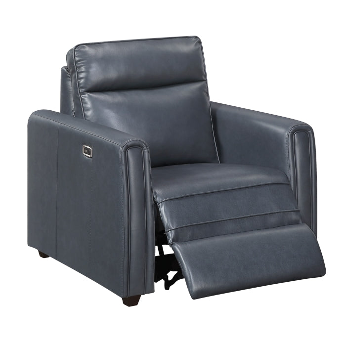 Equinox Power Reclining Chair with Rounded Track Arms (8368NVY-A1PW)