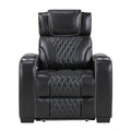 Apex Power Reclining Chair with Power Headrest, Storage Arms with Cup Holders, Air Massage and Heat, LED Lighting and Charging Ports (8449BK-1PWHM)