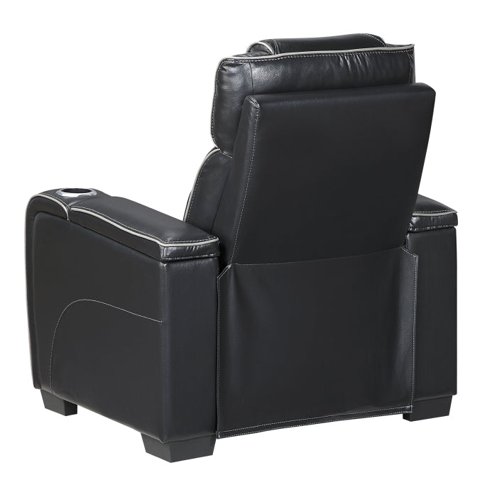 Apex Power Reclining Chair with Power Headrest, Storage Arms with Cup Holders, Air Massage and Heat, LED Lighting and Charging Ports (8449BK-1PWHM)