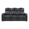 Apex Power Double Reclining Sofa with Center Drop-Down Cup Holders, Power Headrests, Storage Arms with Cup holders, Reading Lights, Wireless Charger, Air Massage and Heat, LED Lighting and Charging Ports (8449BK-3PWHM)