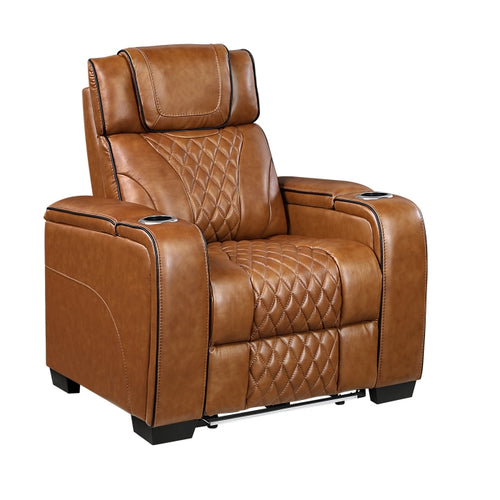 Apex Power Reclining Chair with Power Headrest, Storage Arms with Cup Holders, Air Massage and Heat, LED Lighting and Charging Ports (8449BR-1PWHM)