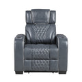 Apex Power Reclining Chair with Power Headrest, Storage Arms with Cup Holders, Air Massage and Heat, LED Lighting and Charging Ports (8449BU-1PWHM)