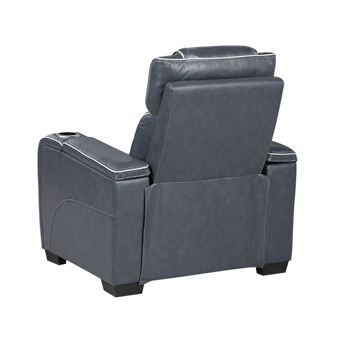Apex Power Reclining Chair with Power Headrest, Storage Arms with Cup Holders, Air Massage and Heat, LED Lighting and Charging Ports (8449BU-1PWHM)