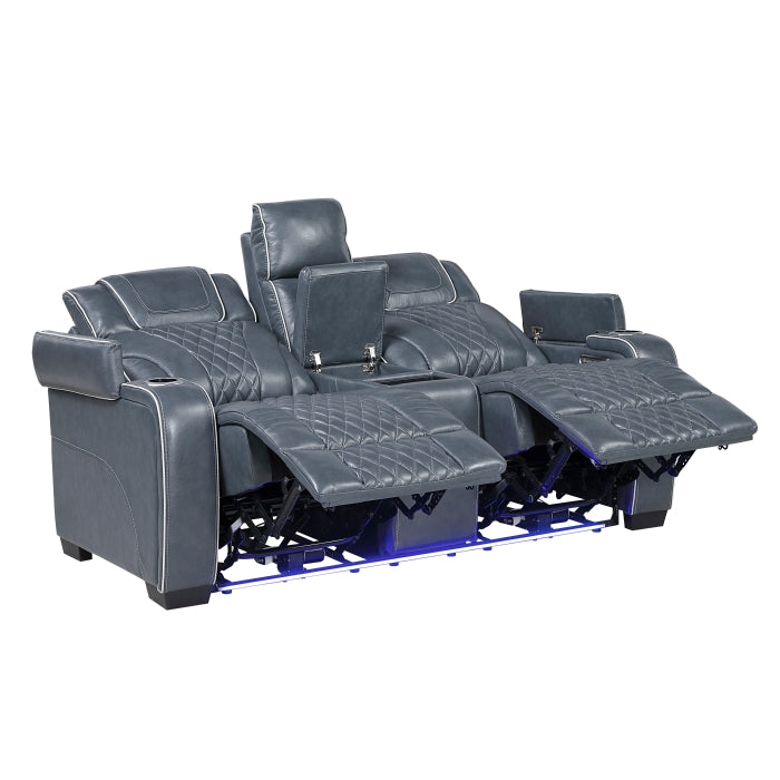Apex Reclining Loveseat — Blue Power