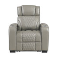 Apex Power Reclining Chair with Power Headrest, Storage Arms with Cup Holders, Air Massage and Heat, LED Lighting and Charging Ports (8449GY-1PWHM)