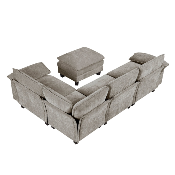 Dublin 5-Piece Modular Sectional with Ottoman (8450PWT*53ACCR)