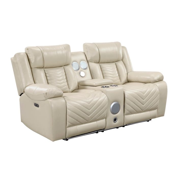 Huron Reclining Loveseat with Center Console — Beige Power