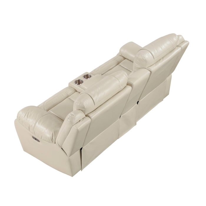 Huron Reclining Loveseat with Center Console — Beige Power