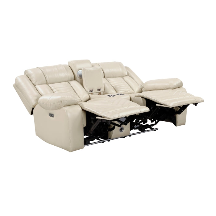 Huron Reclining Loveseat with Center Console — Beige Power