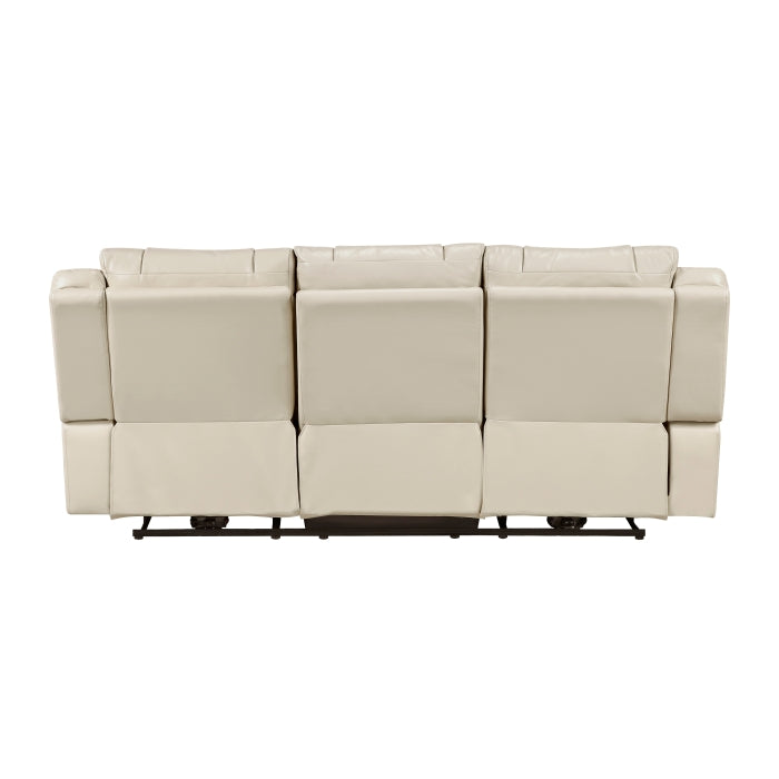 Huron Power Double Reclining Sofa with Center Drop-Down Cup Holders, Wireless Charger, Magazine Bag, LED and Charging Ports (8457BEG-3PW)