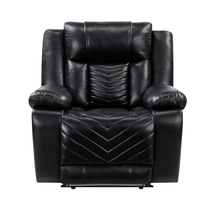 Huron Power Reclining Chair with LED and Charging Ports (8457BLK-1PW)