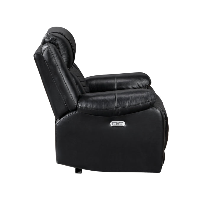 Huron Power Reclining Chair with LED and Charging Ports (8457BLK-1PW)