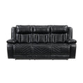 Huron Power Double Reclining Sofa with Center Drop-Down Cup Holders, Wireless Charger, Magazine Bag, LED and Charging Ports (8457BLK-3PW)