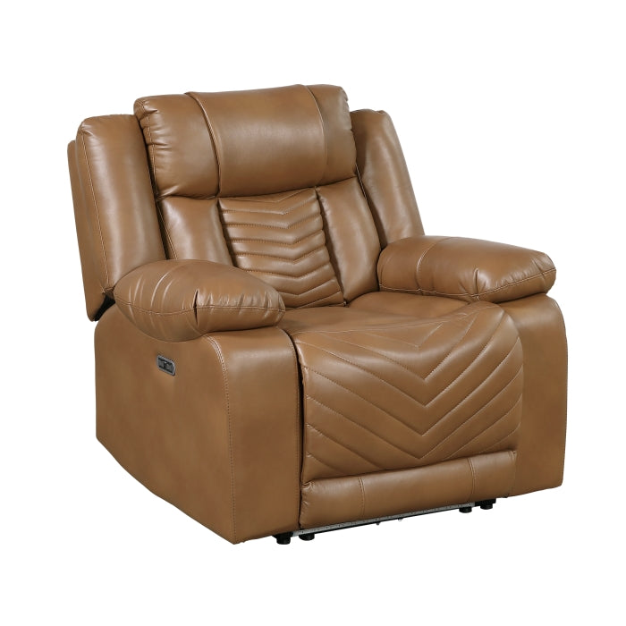 Huron Power Reclining Chair with LED and Charging Ports (8457BRW-1PW)