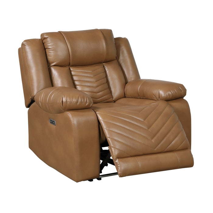 Huron Power Reclining Chair with LED and Charging Ports (8457BRW-1PW)