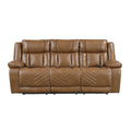 Huron Power Double Reclining Sofa with Center Drop-Down Cup Holders, Wireless Charger, Magazine Bag, LED and Charging Ports (8457BRW-3PW)