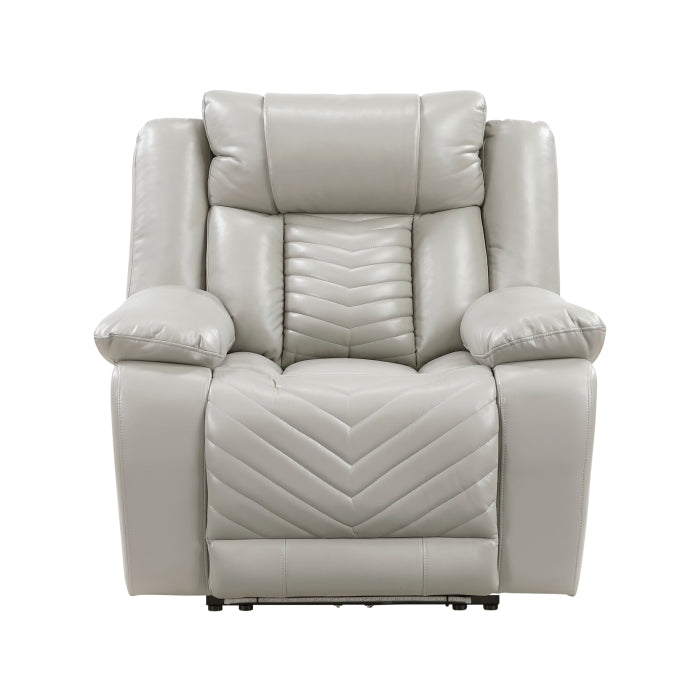 Huron Power Reclining Chair with LED and Charging Ports (8457GRY-1PW)