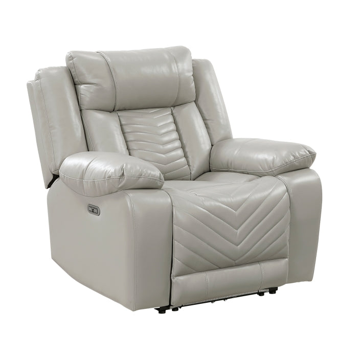 Huron Power Reclining Chair with LED and Charging Ports (8457GRY-1PW)