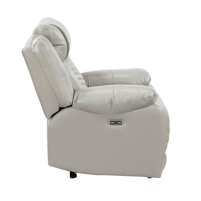 Huron Power Reclining Chair with LED and Charging Ports (8457GRY-1PW)