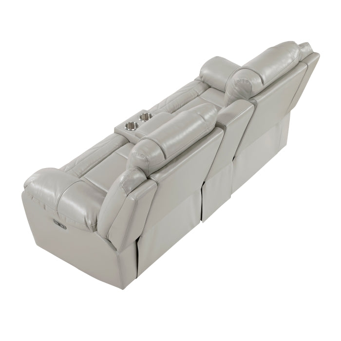 Huron Reclining Loveseat with Center Console — Gray Power
