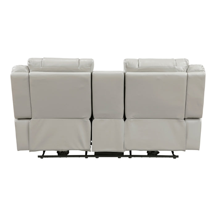 Huron Reclining Loveseat with Center Console — Gray Power