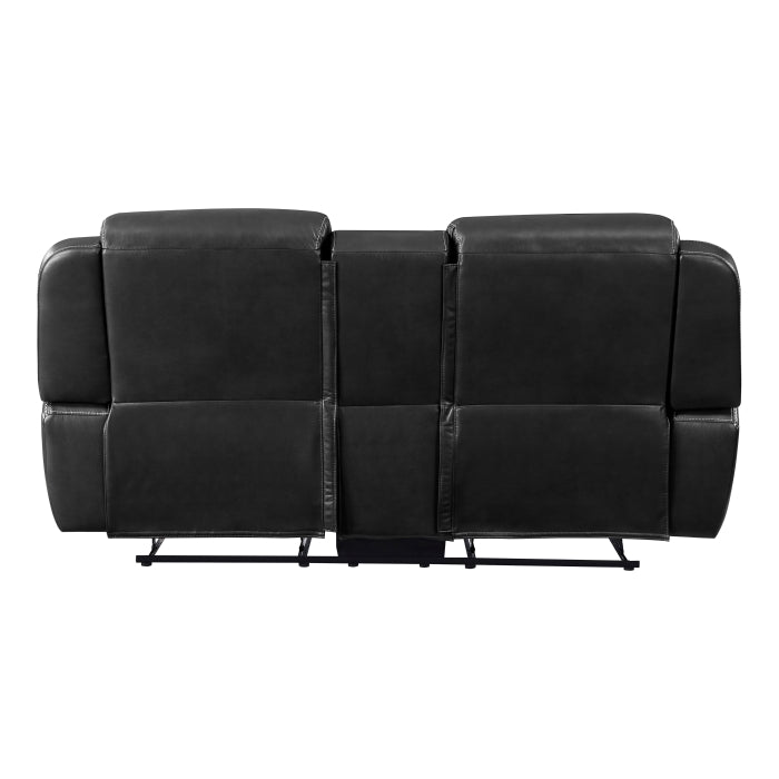 Littleton Reclining Loveseat with Center Console — Black Manual