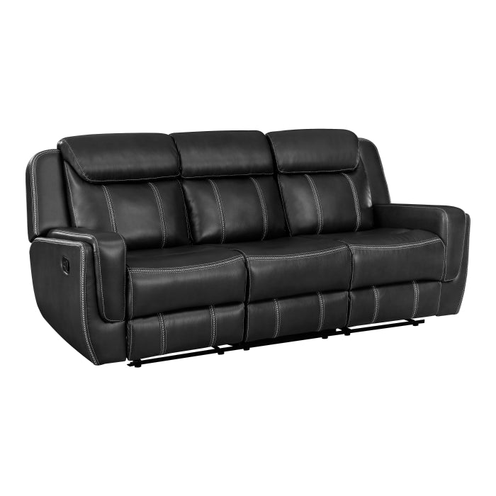 Littleton Double Reclining Sofa with Center Drop-Down Cup Holders,Storage Pouch, Receptacles and USB Ports (8516BK-3)