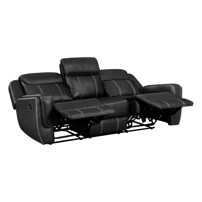 Littleton Double Reclining Sofa with Center Drop-Down Cup Holders,Storage Pouch, Receptacles and USB Ports (8516BK-3)