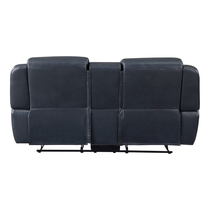 Littleton Reclining Loveseat with Center Console — Blue Manual
