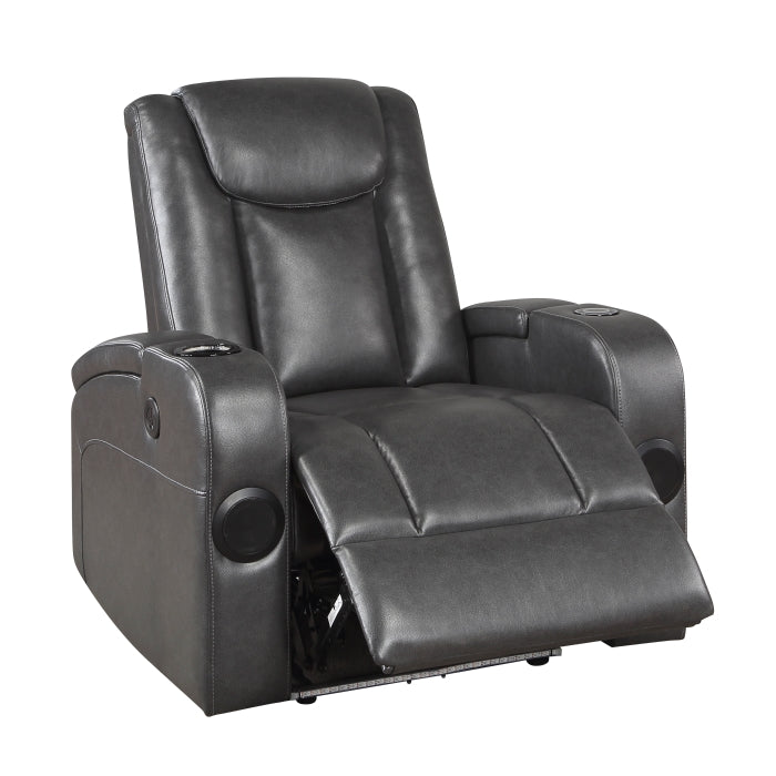 Turbo Power Reclining Chair with Wireless Charger, Cooling Cup-Holder, Storage Arms, Wireless Speakers, LED Light and USB port