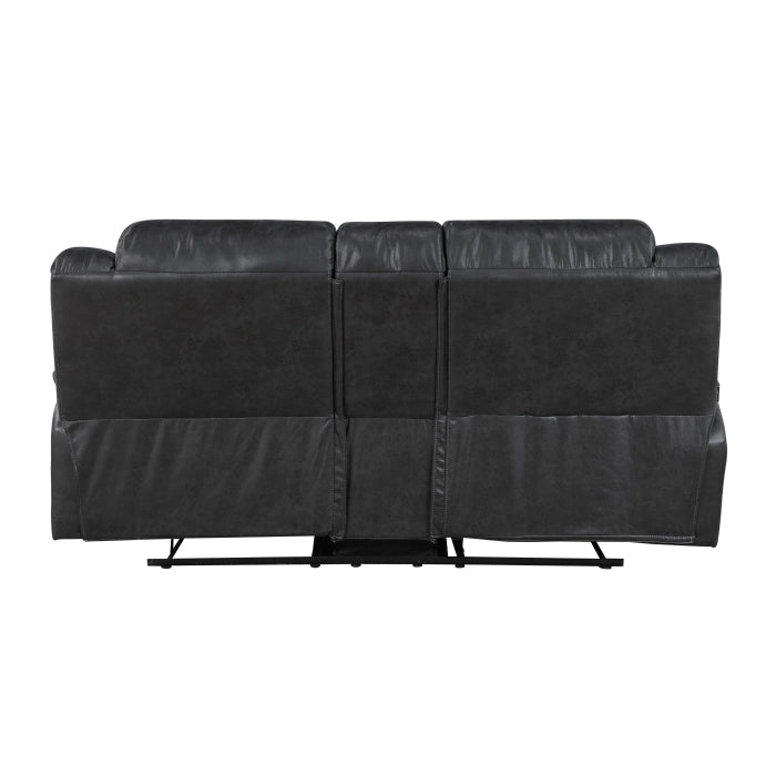 Hazen Reclining Loveseat with Center Console — Black Manual