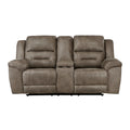Hazen Reclining Loveseat with Center Console — Brown Manual