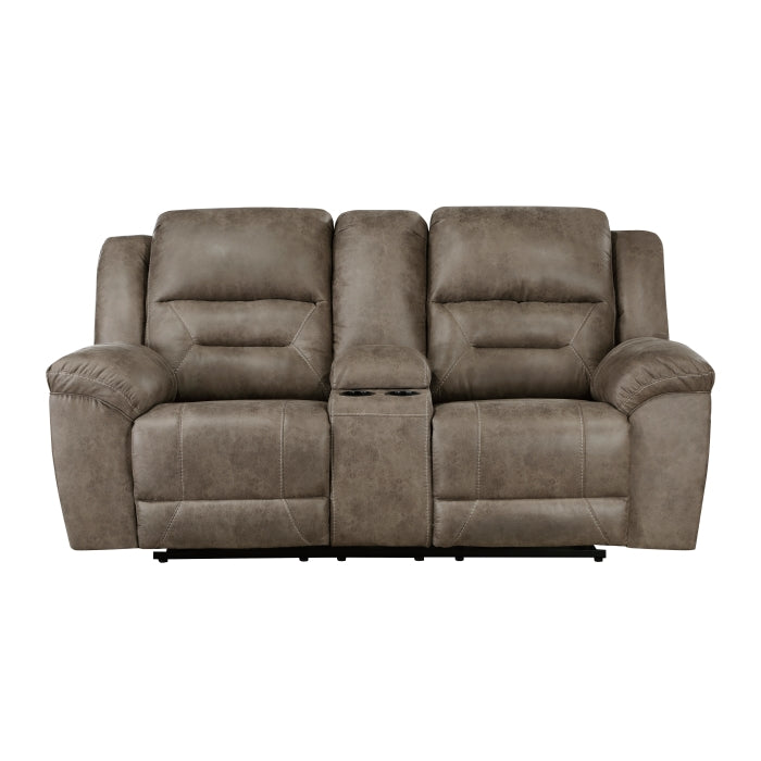 Hazen Reclining Loveseat with Center Console — Brown Manual