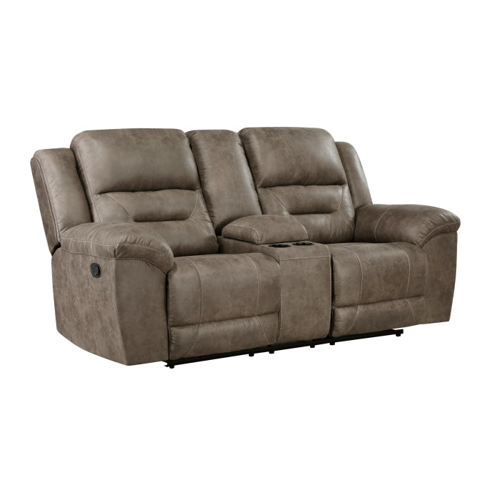 Hazen Reclining Loveseat with Center Console — Brown Manual