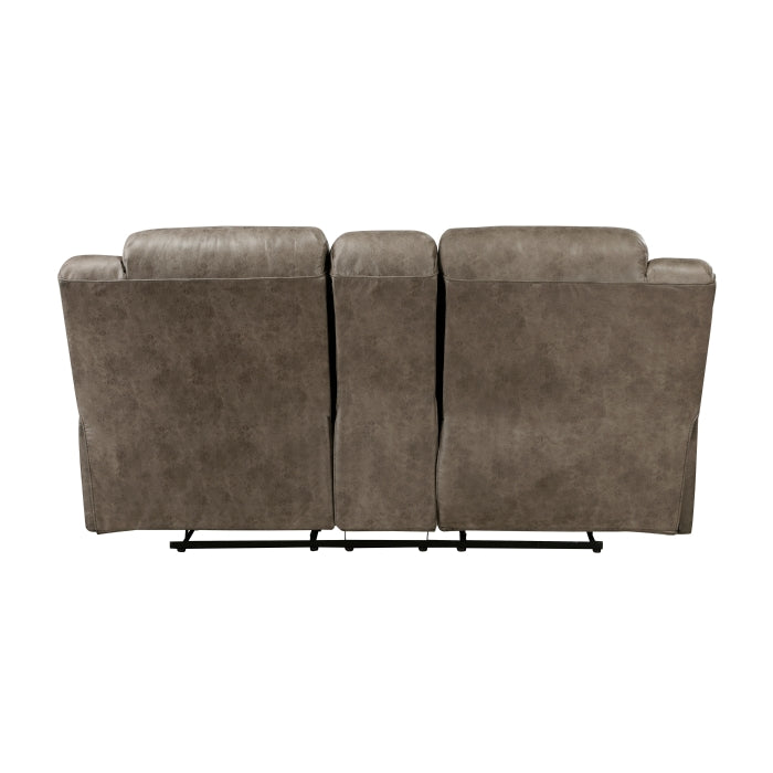 Hazen Reclining Loveseat with Center Console — Brown Manual