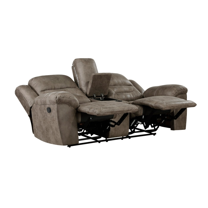 Hazen Reclining Loveseat with Center Console — Brown Manual