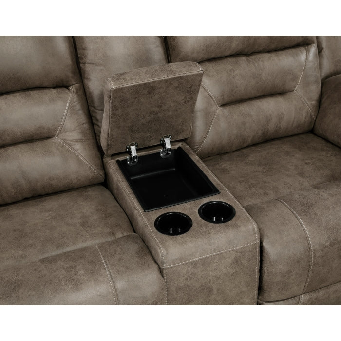 Hazen Reclining Loveseat with Center Console — Brown Manual