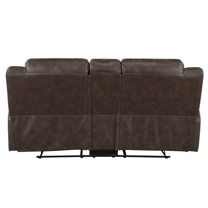 Hazen Reclining Loveseat with Center Console — Dark brown Manual
