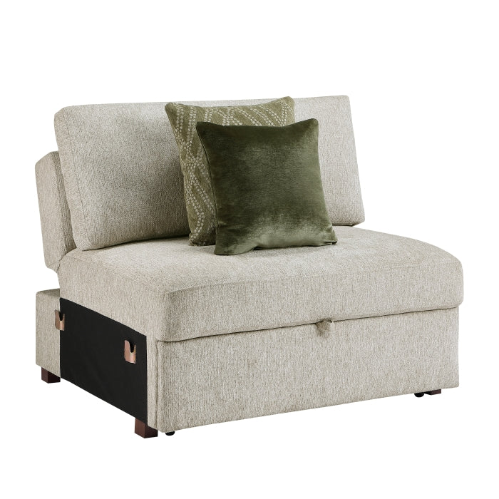 8548-15ACL Convertible Armless Chair and Half with Pull-out Bed and Click Motion Back