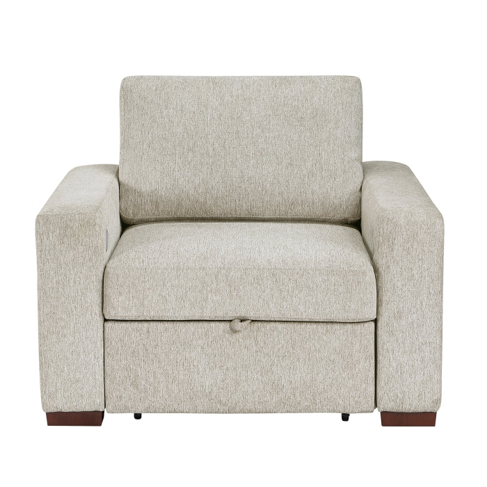 8548-2ACCLA2* Convertible Chair with Pull-out Bed, Click Motion Back, Two Arms with Shelves and Charging Ports