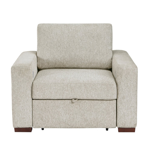 8548-2ACCLA2* Convertible Chair with Pull-out Bed, Click Motion Back, Two Arms with Shelves and Charging Ports