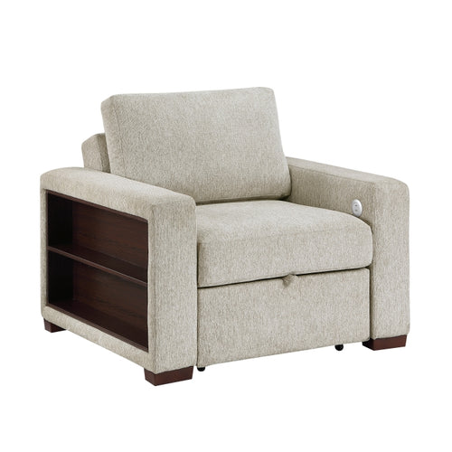 8548-2ACCLA2* Convertible Chair with Pull-out Bed, Click Motion Back, Two Arms with Shelves and Charging Ports