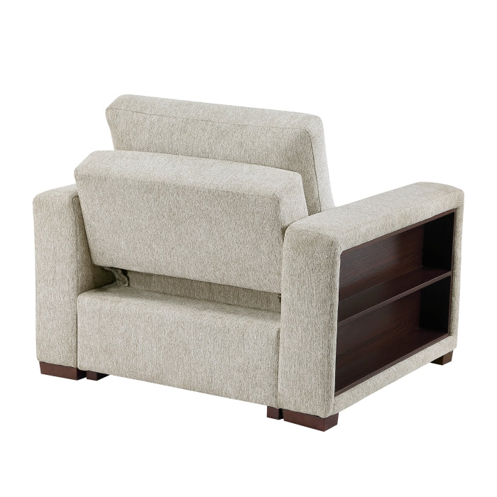 8548-2ACCLA2* Convertible Chair with Pull-out Bed, Click Motion Back, Two Arms with Shelves and Charging Ports