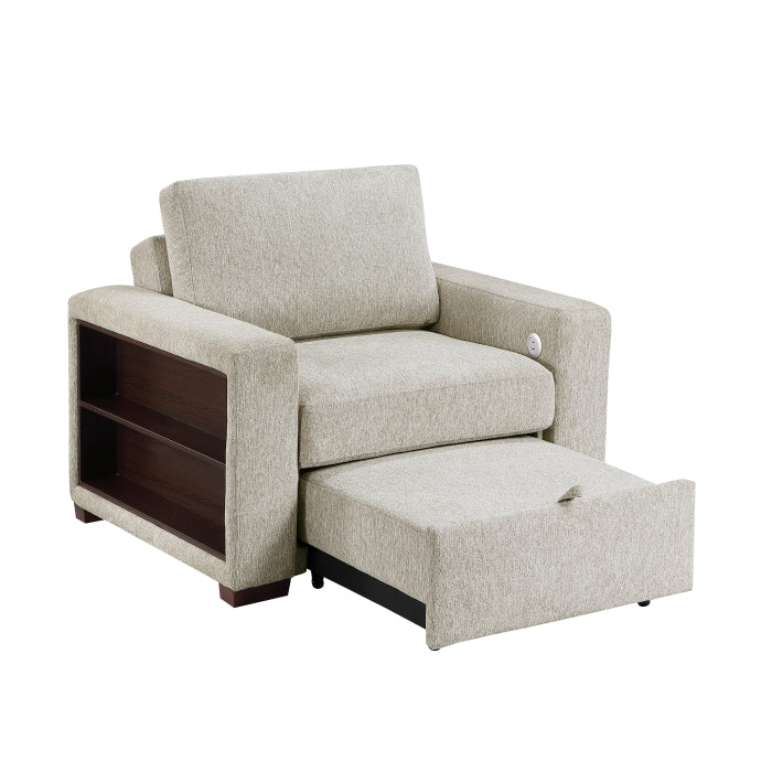 8548-2ACCLA2* Convertible Chair with Pull-out Bed, Click Motion Back, Two Arms with Shelves and Charging Ports