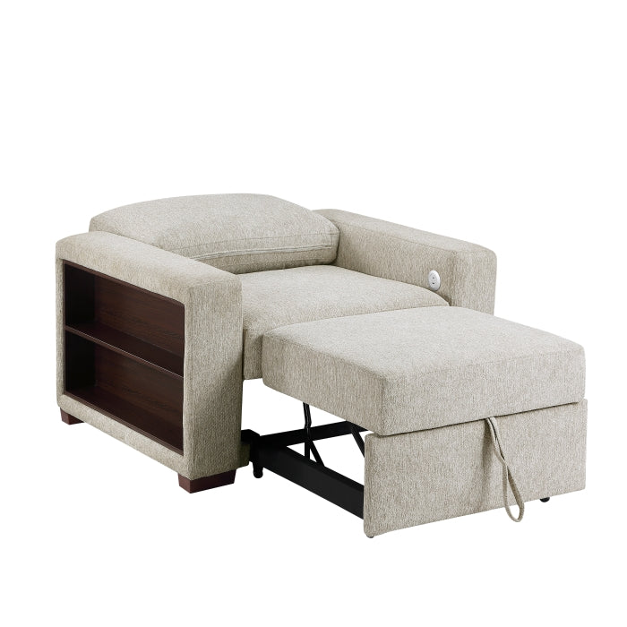 8548-2ACCLA2* Convertible Chair with Pull-out Bed, Click Motion Back, Two Arms with Shelves and Charging Ports