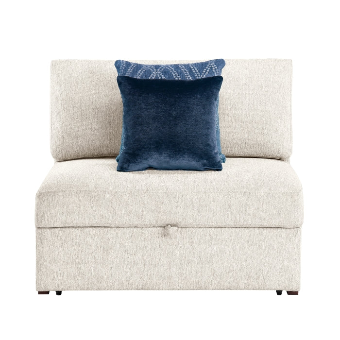 8548BE-15ACL Convertible Armless Chair and Half with Pull-out Bed and Click Motion Back