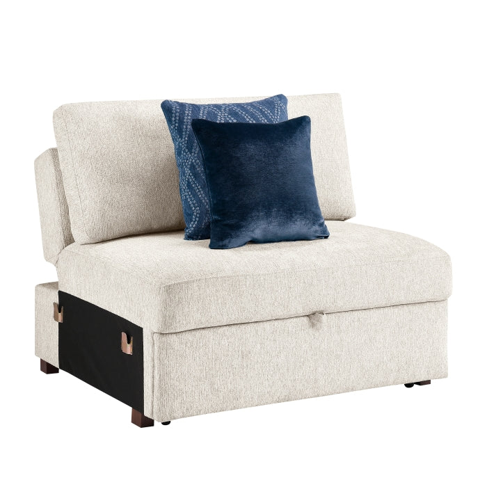 8548BE-15ACL Convertible Armless Chair and Half with Pull-out Bed and Click Motion Back
