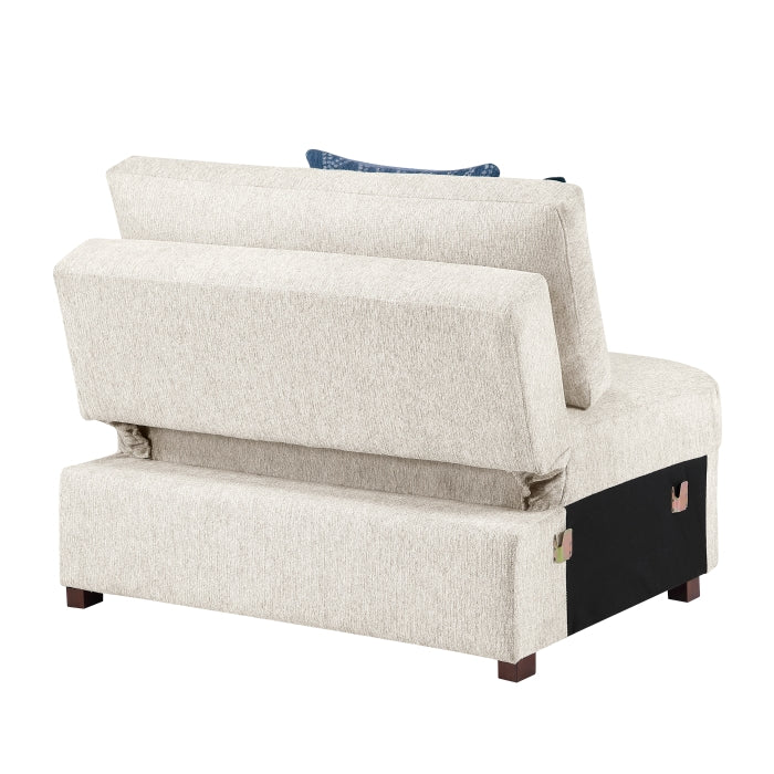 8548BE-15ACL Convertible Armless Chair and Half with Pull-out Bed and Click Motion Back