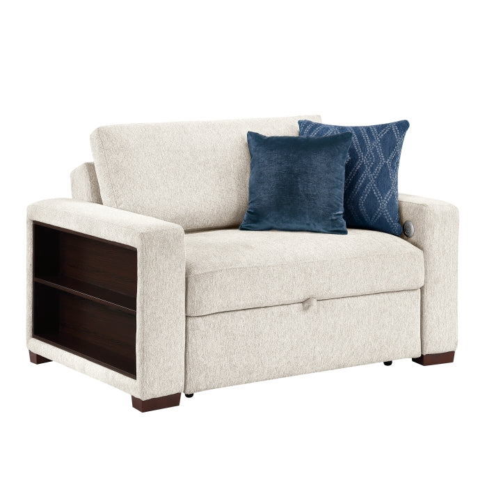 8548BE-215ACLA2* Convertible Chair and Half with Pull-out Bed, Click Motion Back, Two Arms with Shelves and Charging Ports
